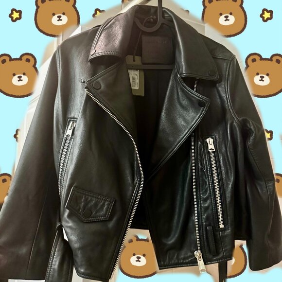 All Saints Jackets & Blazers - AllSaints Brookes Cropped Leather Biker Jacket Black